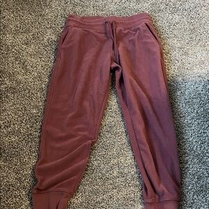 Athleta Burgundy Pull-On Fleece Pants with Drawstring